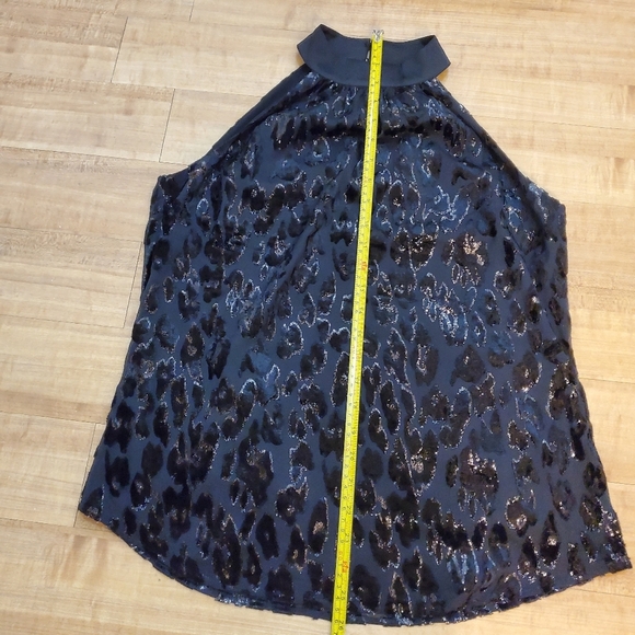 WHBM Leopard Velvet Halter Top Black Size Small 4 - Picture 4 of 10